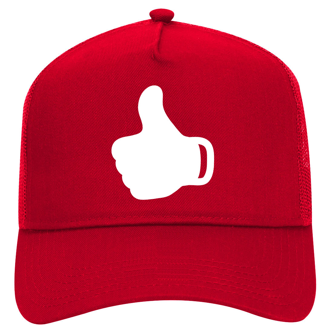 Thumbs Up Symbol Mens Mesh Trucker Hat Red