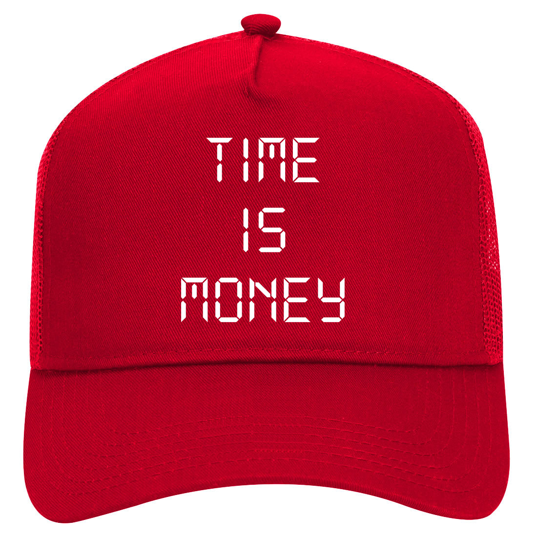 Time Is Money Mens Mesh Trucker Hat Red