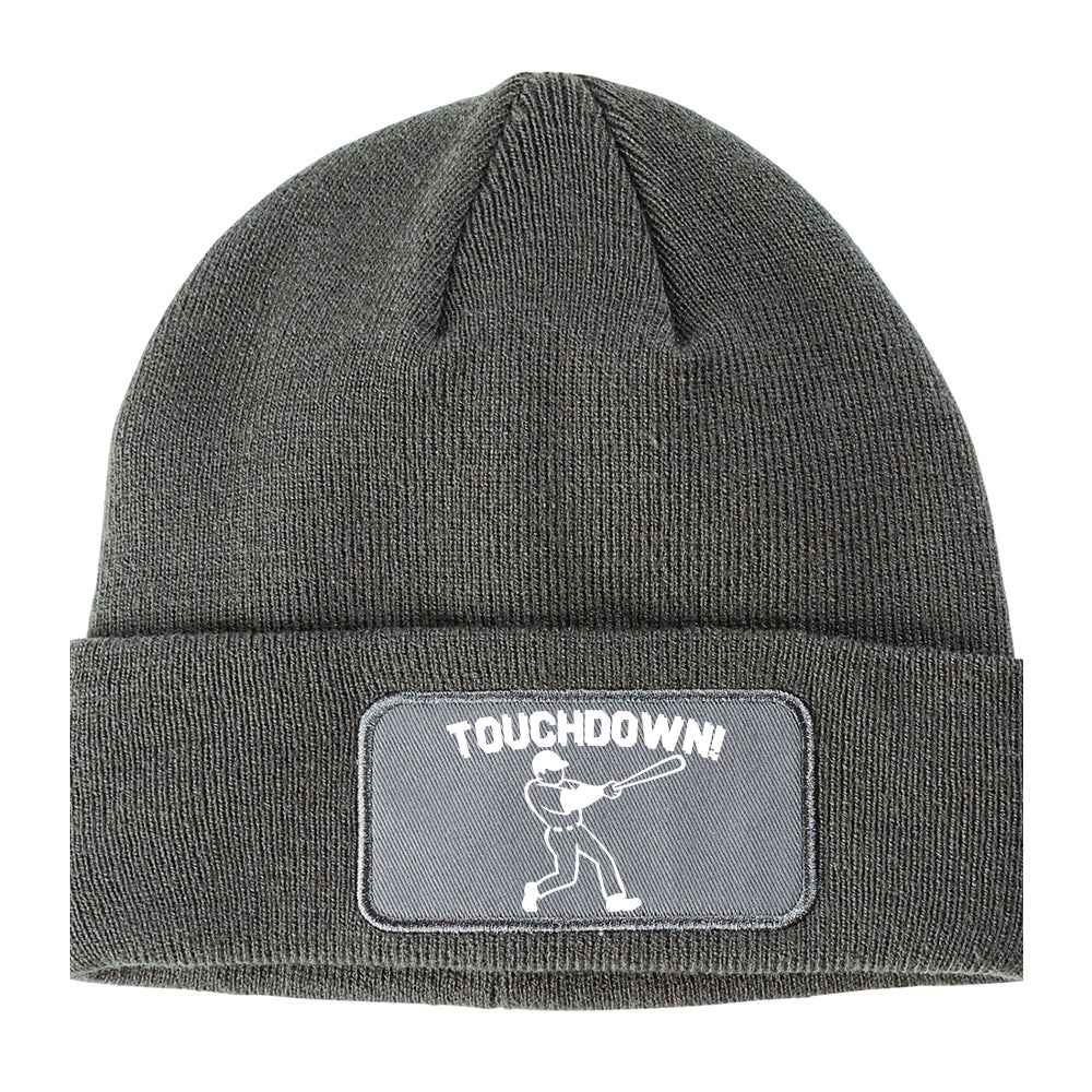 Touchdown Baseball Meme Winter Knit Adult Beanie Hat Grey