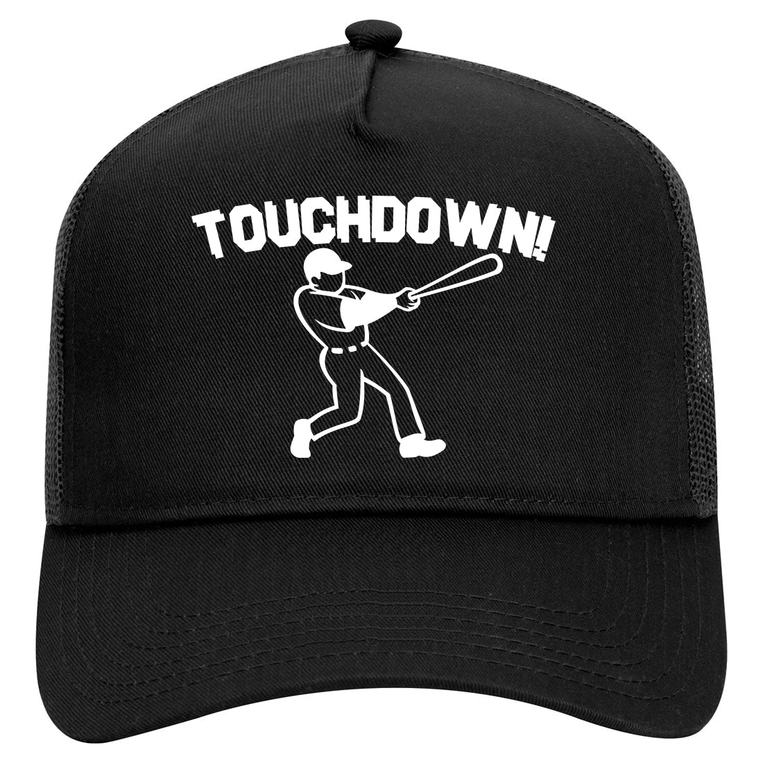 Touchdown Baseball Meme Mens Mesh Trucker Hat Black