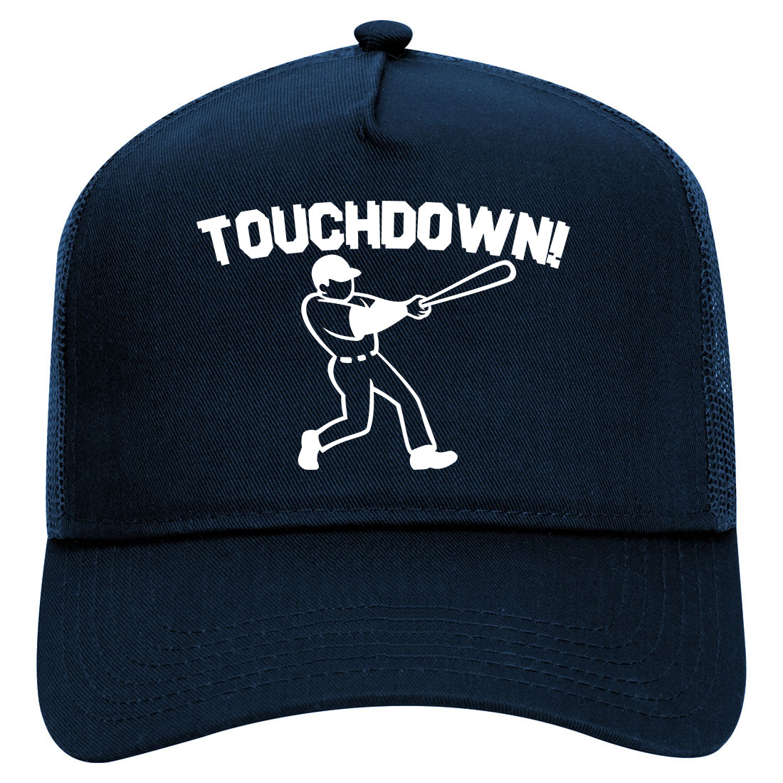 Touchdown Baseball Meme Mens Mesh Trucker Hat Navy Blue