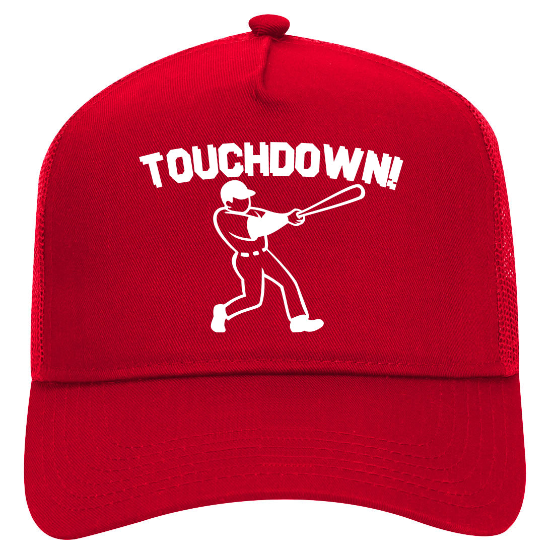 Touchdown Baseball Meme Mens Mesh Trucker Hat Red