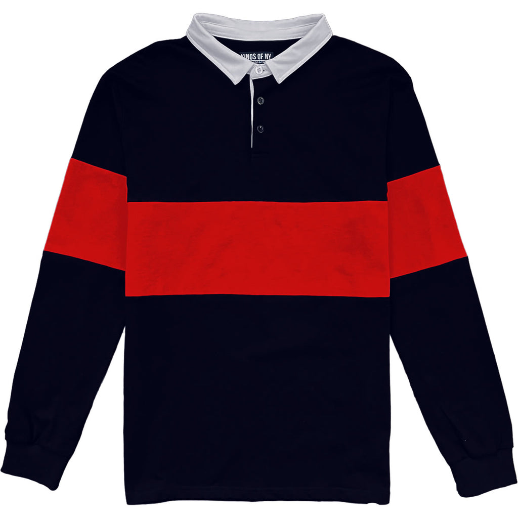 Traditional Navy Blue And Red Striped Mens Long Sleeve Rugby Shirt – KINGS  OF NY