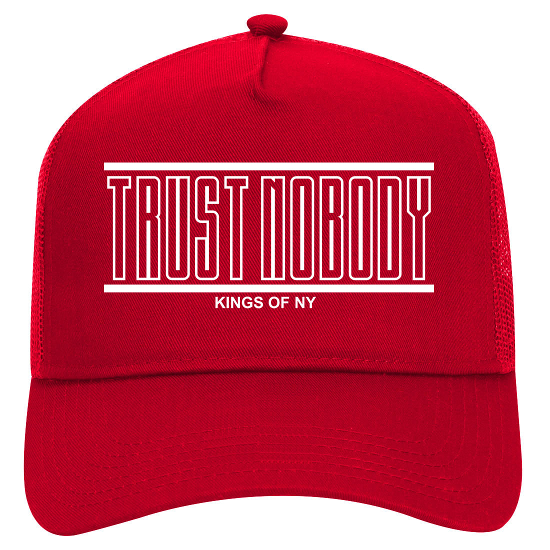 Trust Nobody Mens Mesh Trucker Hat Red