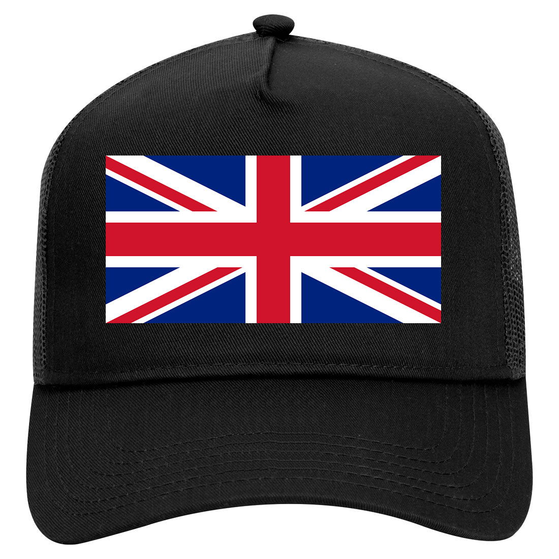 UK British Flag Mens Mesh Trucker Hat Black