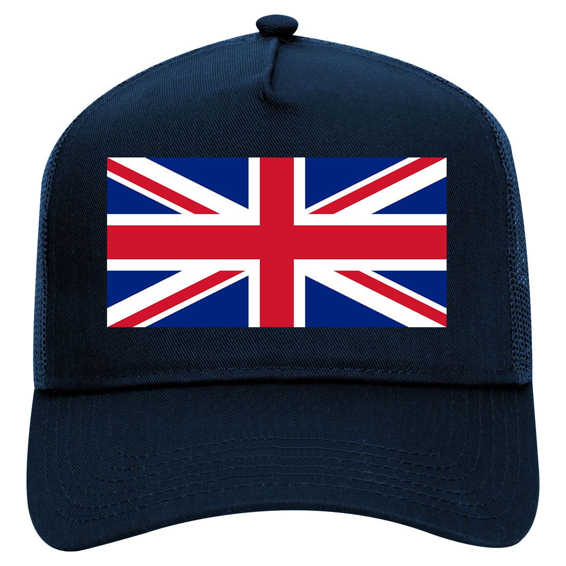 UK British Flag Mens Mesh Trucker Hat Navy Blue