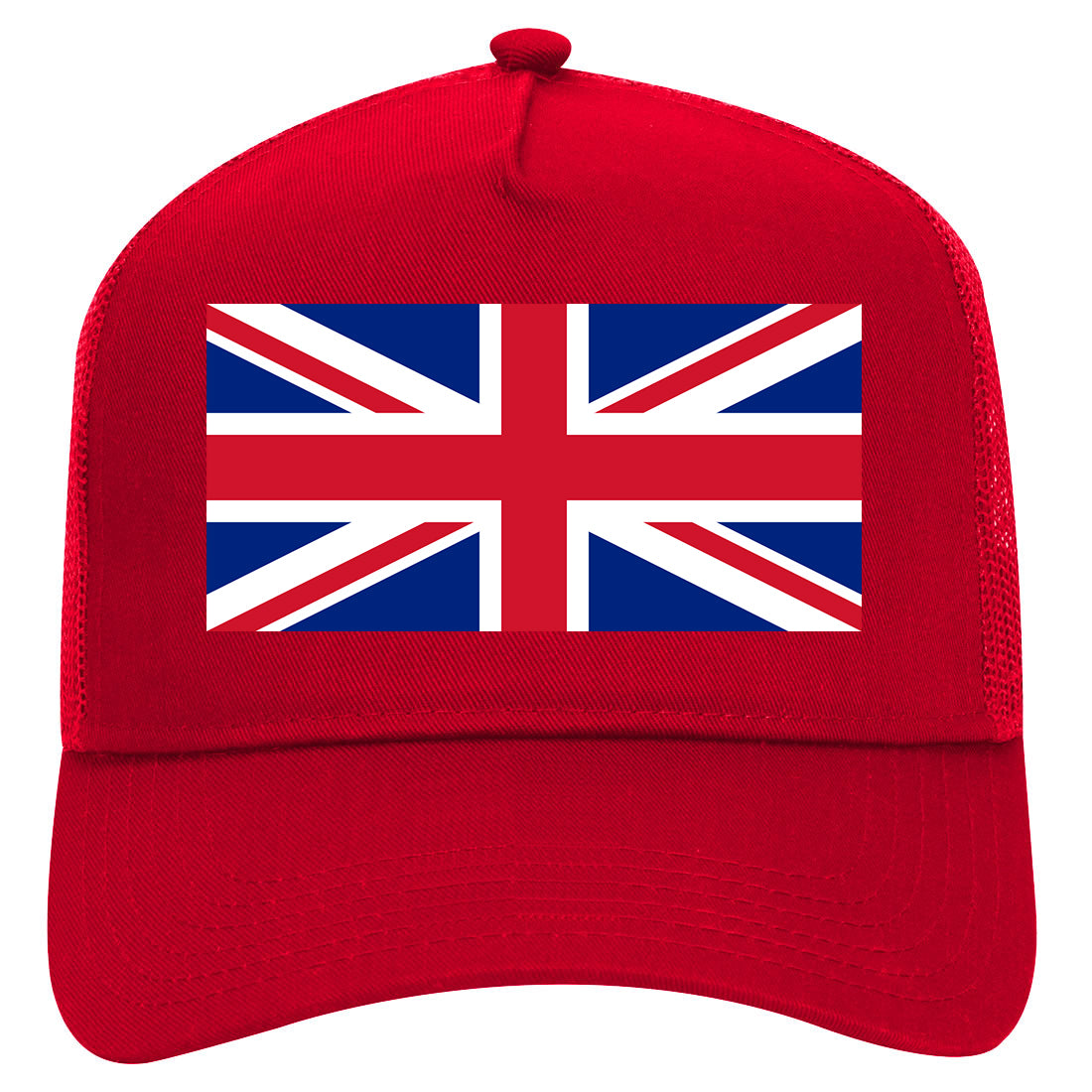 UK British Flag Mens Mesh Trucker Hat Red