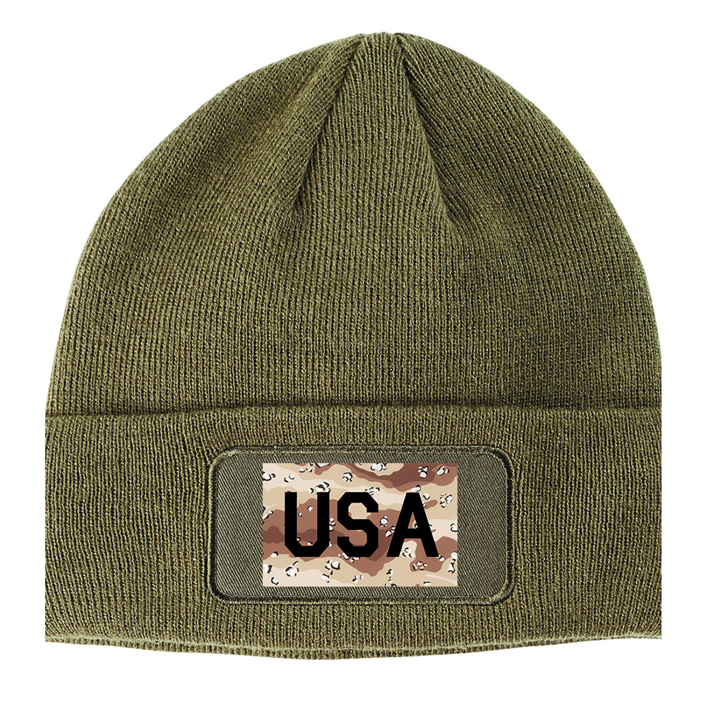 USA Desert Camo Army Winter Knit Adult Beanie Hat Olive Green