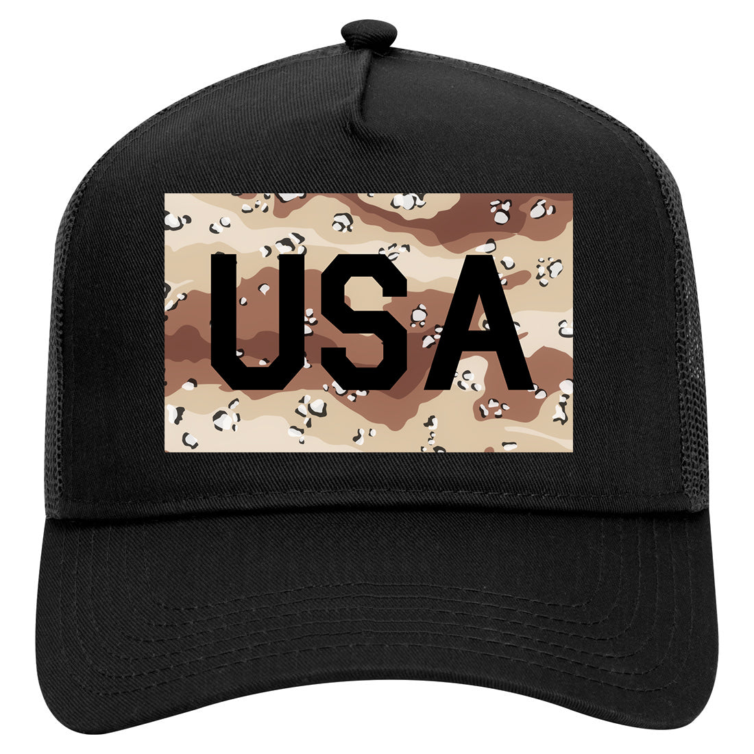 USA Desert Camo Army Mens Mesh Trucker Hat Black