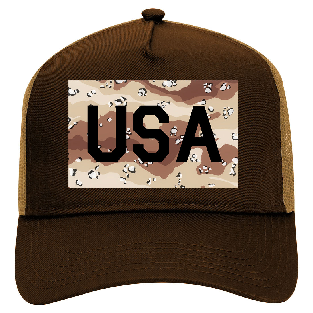 USA Desert Camo Army Mens Mesh Trucker Hat Brown