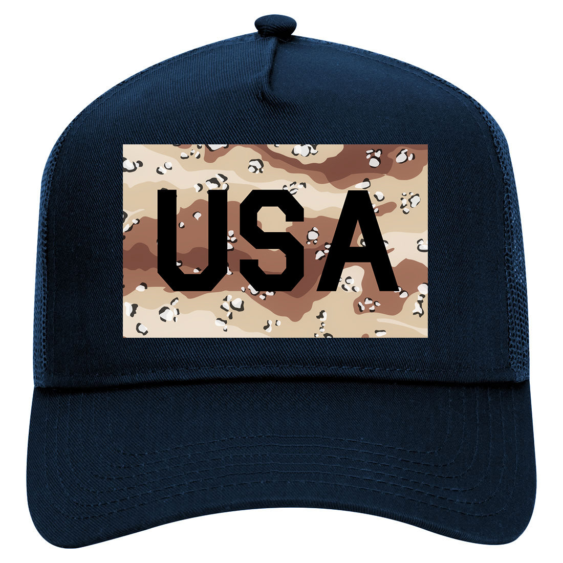 USA Desert Camo Army Mens Mesh Trucker Hat Navy Blue