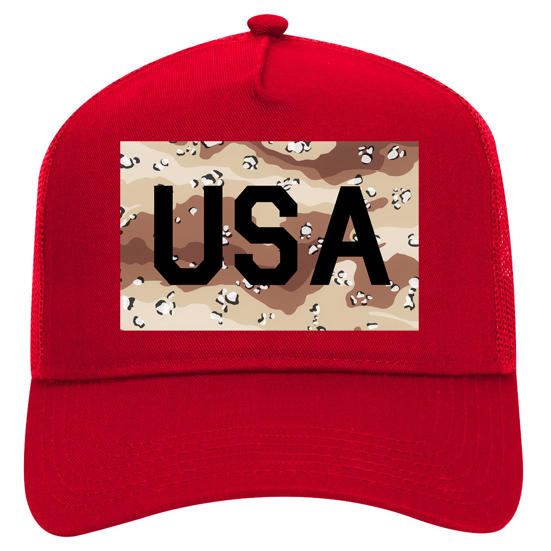 USA Desert Camo Army Mens Mesh Trucker Hat Red
