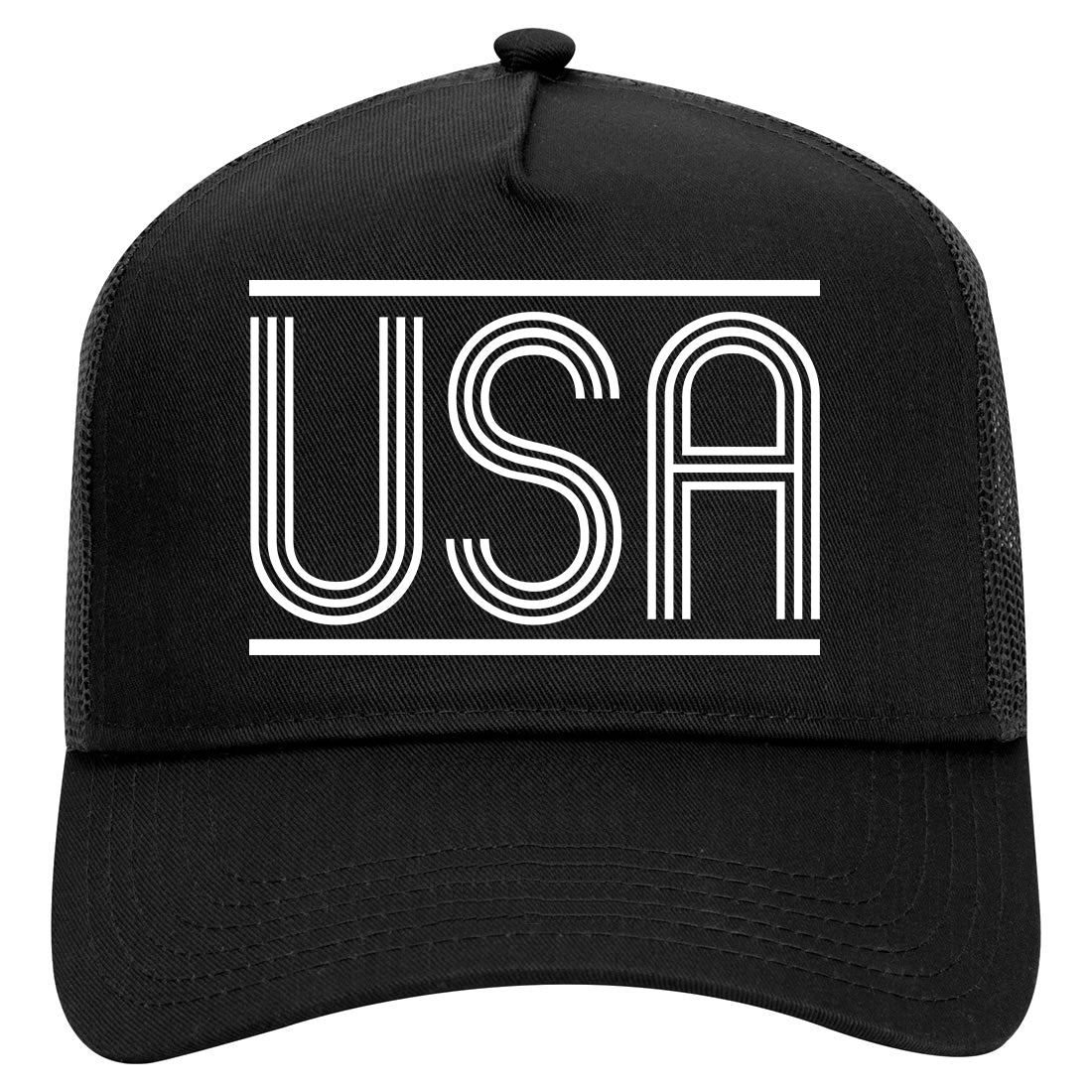 USA Lines America Mens Mesh Trucker Hat Black