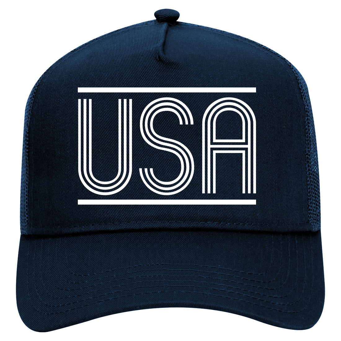 USA Lines America Mens Mesh Trucker Hat Navy Blue