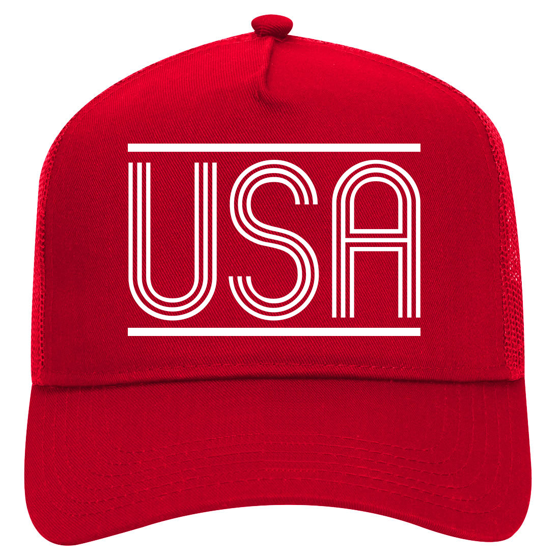 USA Lines America Mens Mesh Trucker Hat Red