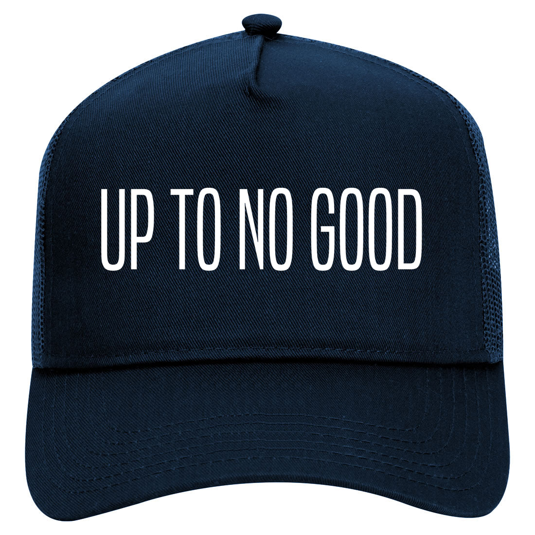 Up To No Good Mens Mesh Trucker Hat Navy Blue