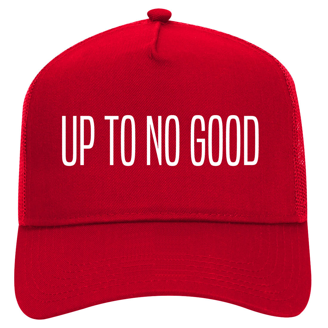 Up To No Good Mens Mesh Trucker Hat Red