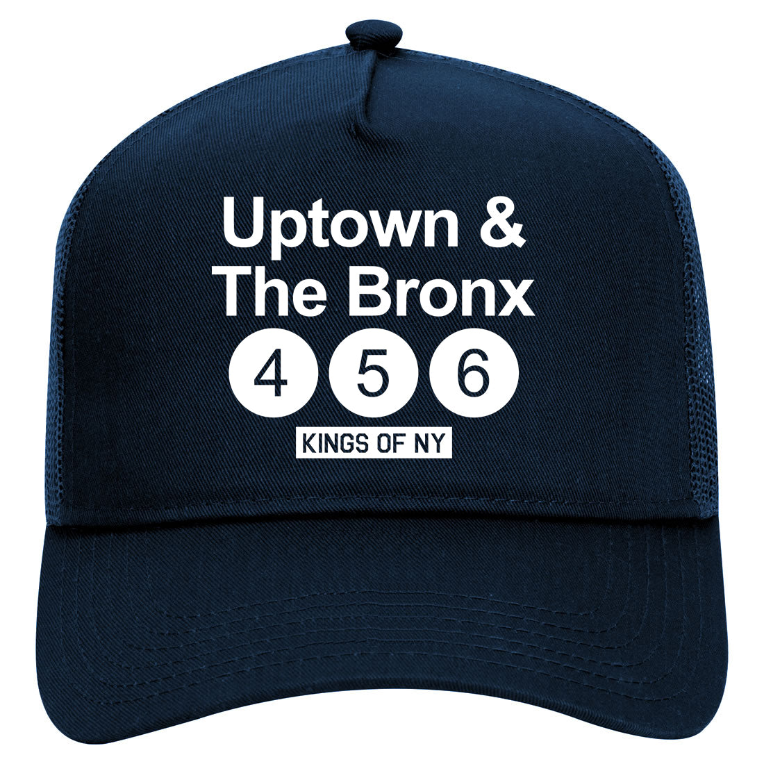 Uptown And The Bronx Subway Sign Mens Mesh Trucker Hat Navy Blue