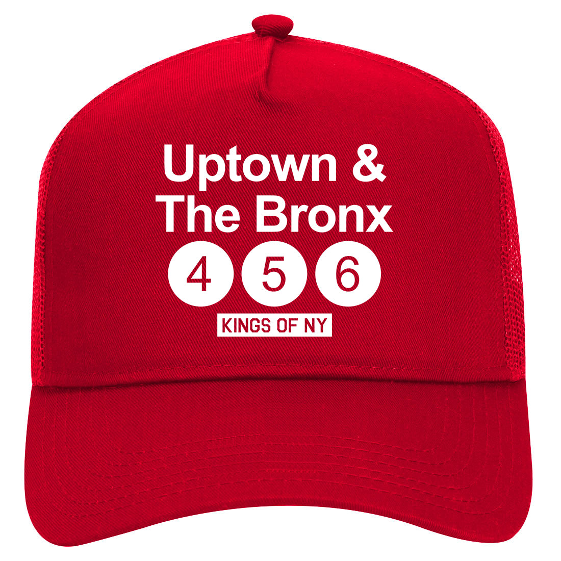 Uptown And The Bronx Subway Sign Mens Mesh Trucker Hat Red
