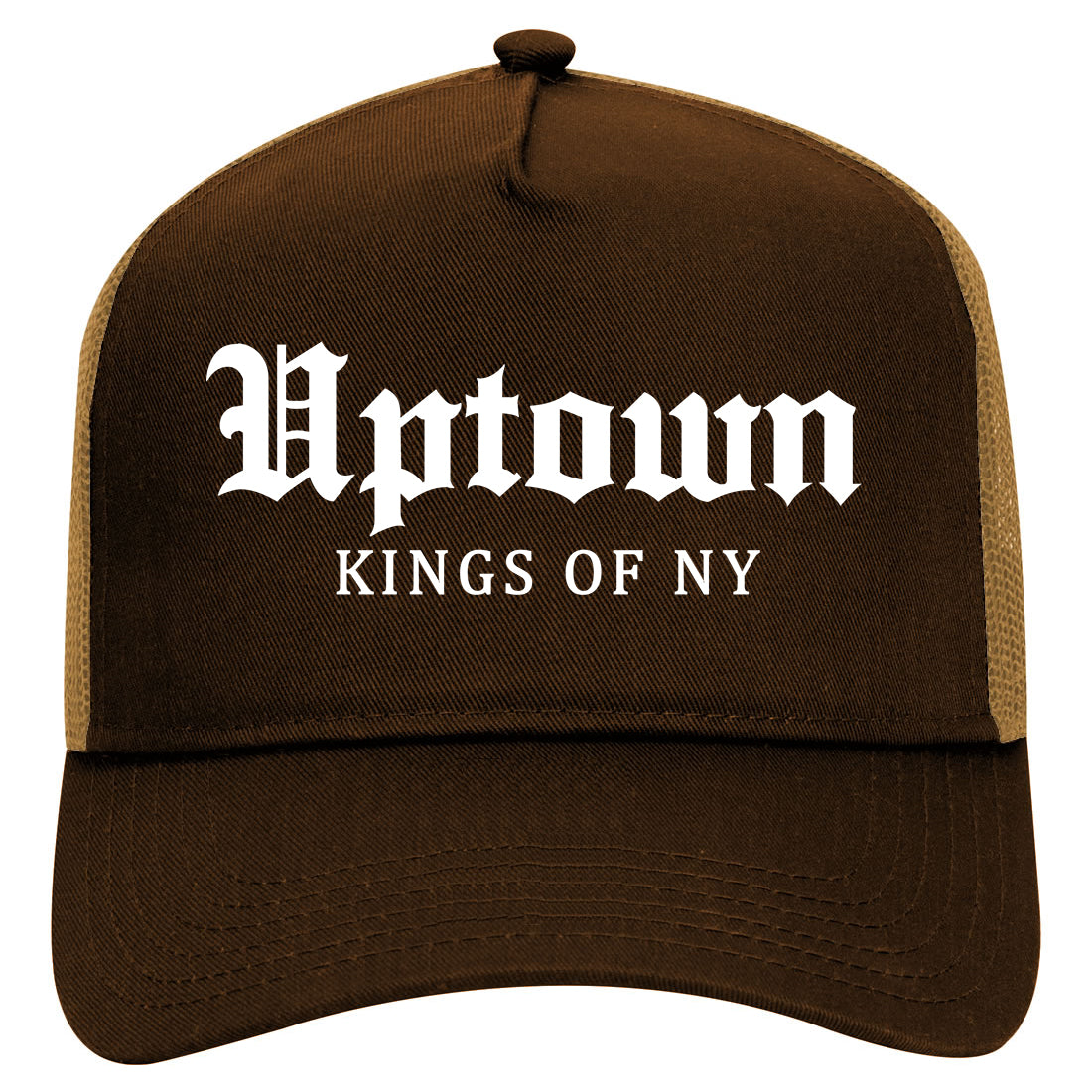 Uptown Old English Mens Mesh Trucker Hat Brown