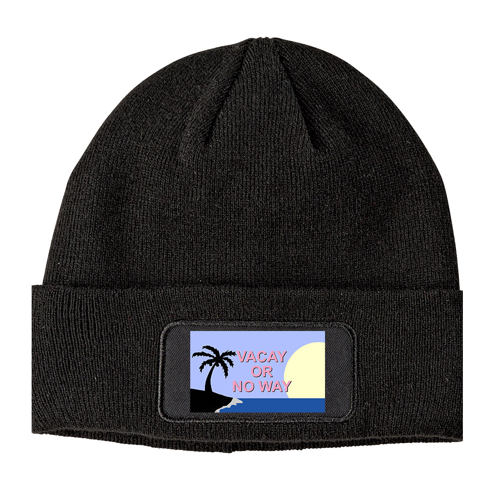 Vacay Or No Way Winter Knit Adult Beanie Hat Black