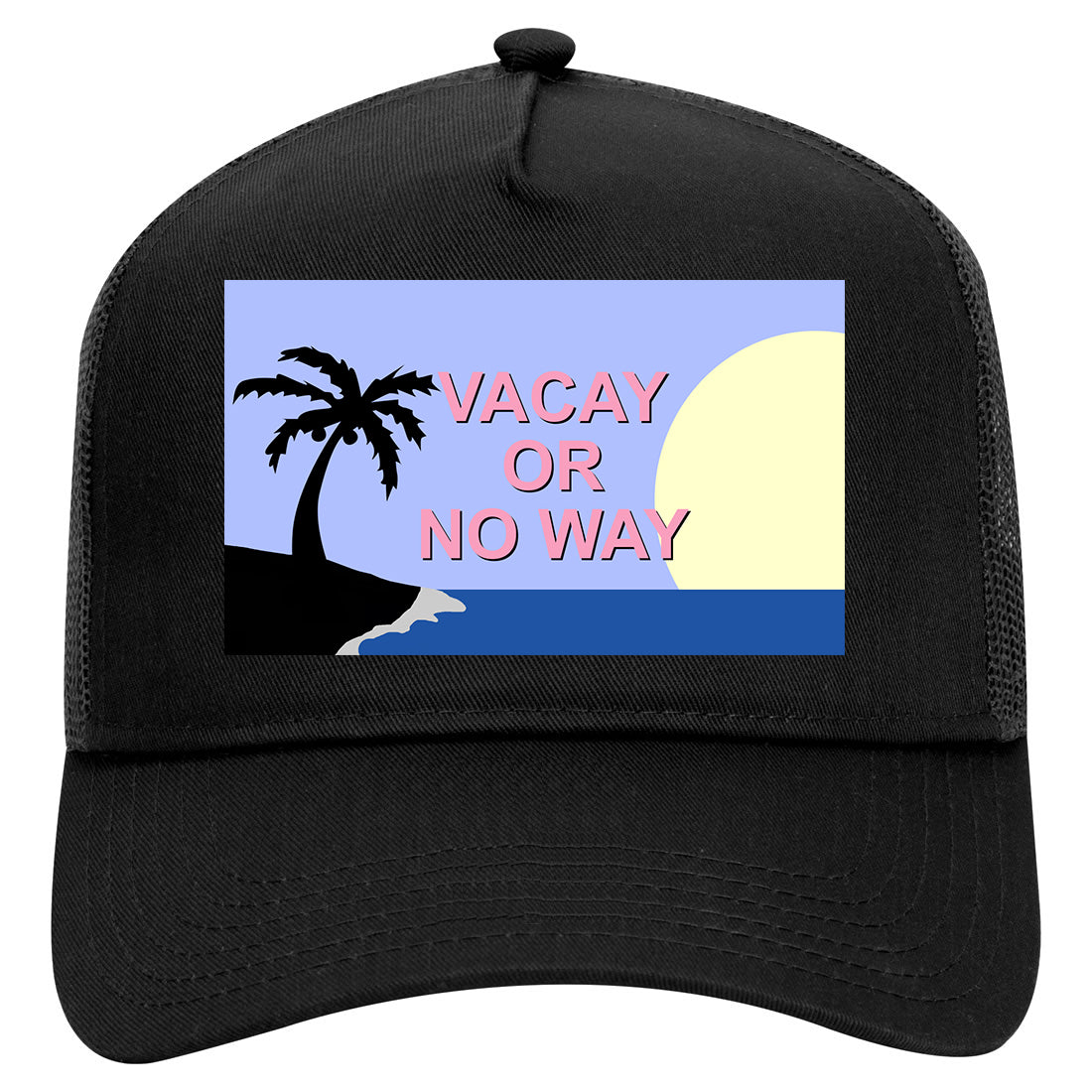 Vacay Or No Way Mens Mesh Trucker Hat Black