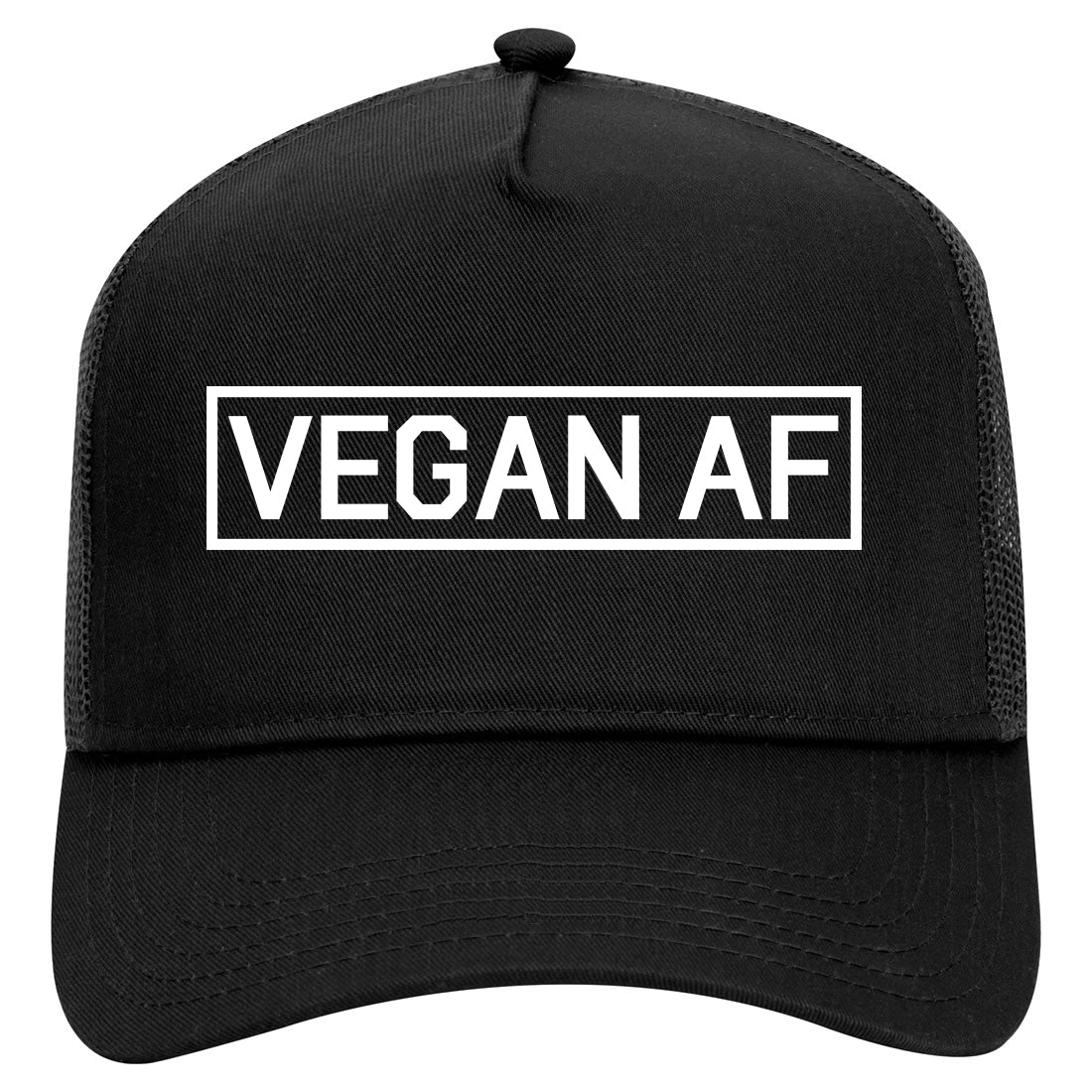 Vegan AF Vegetarian Mens Mesh Trucker Hat Black