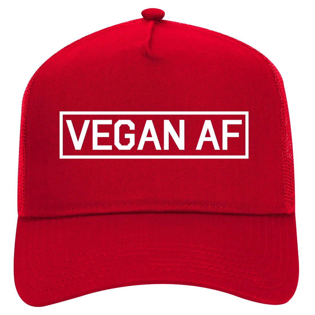 Vegan AF Vegetarian Mens Mesh Trucker Hat Red