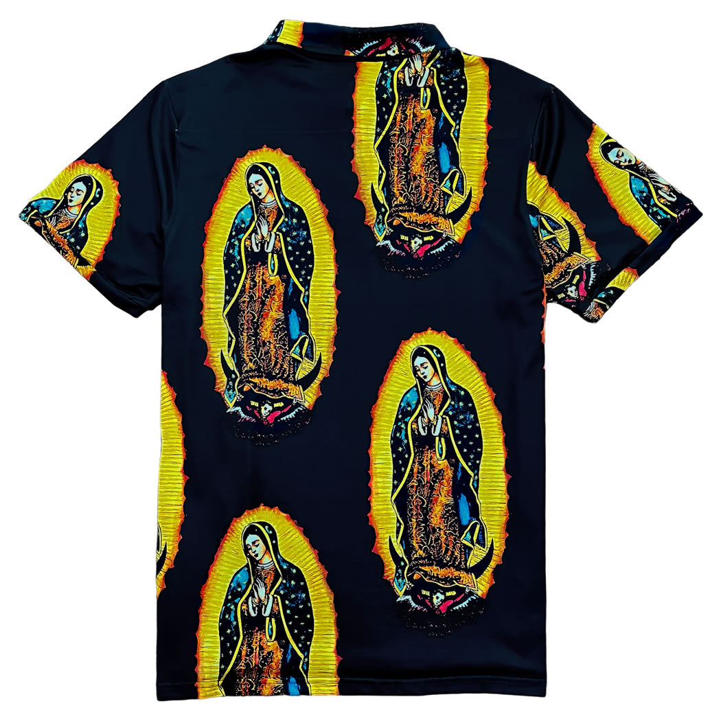 Virgin Of Guadalupe Religious Men's Polo Golf Shirt Back