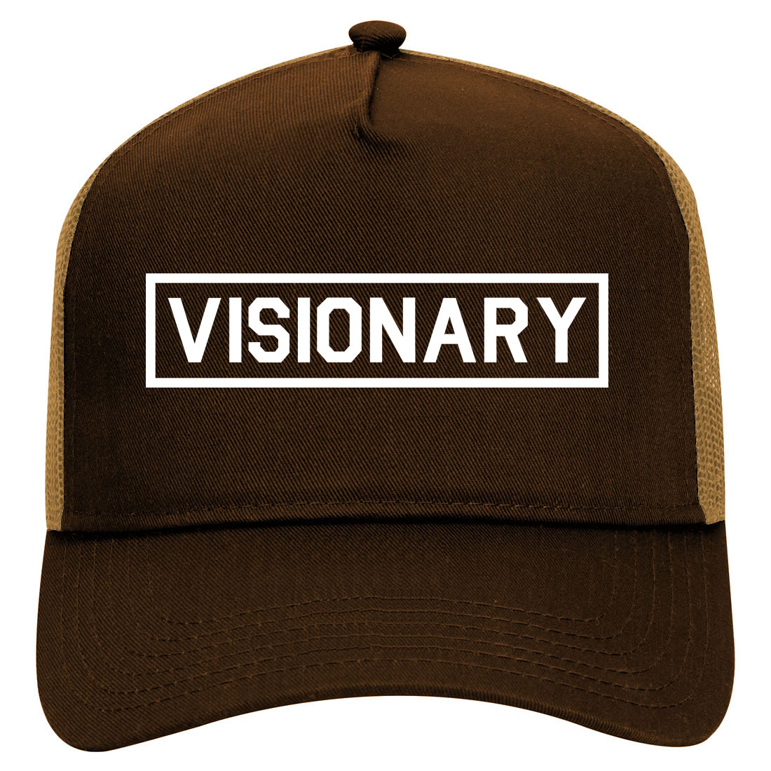 Visionary Box Mens Mesh Trucker Hat Brown