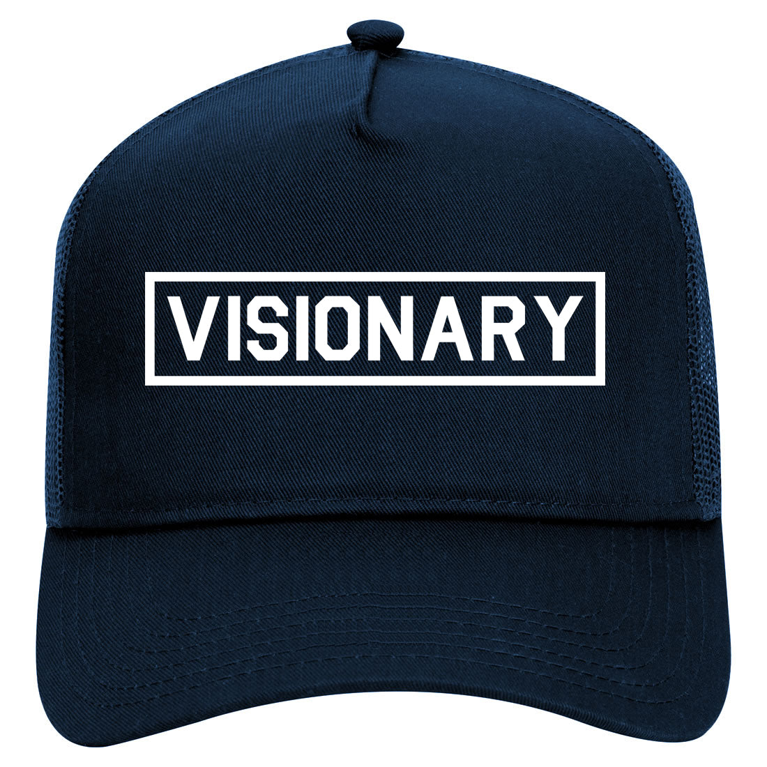 Visionary Box Mens Mesh Trucker Hat Navy Blue