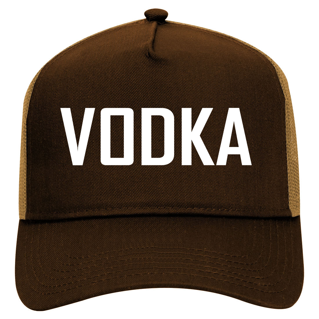 Vodka Drinking Mens Mesh Trucker Hat Brown