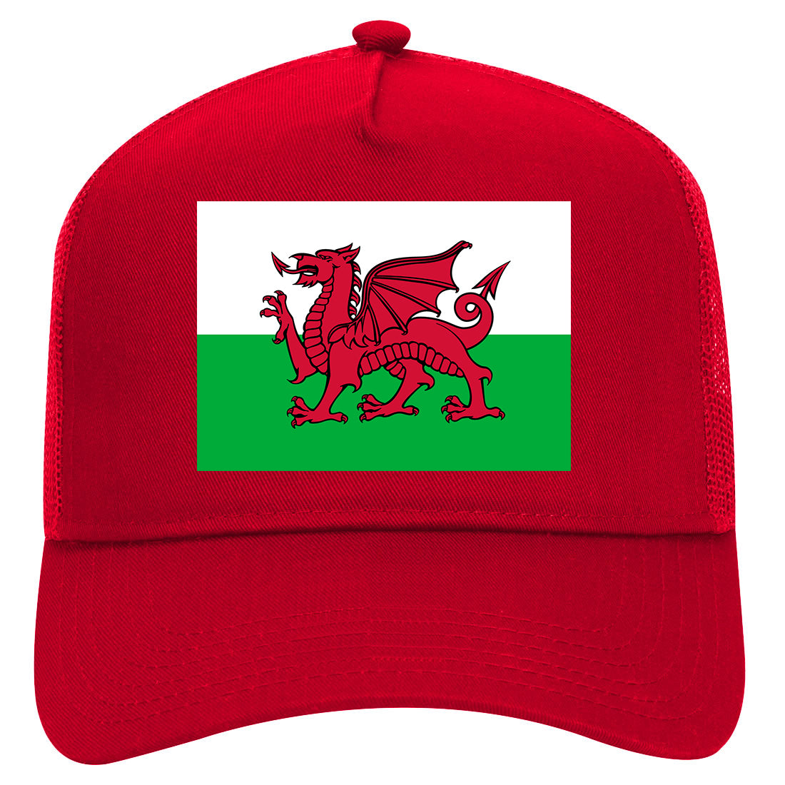 Wales Flag Country Mens Mesh Trucker Hat Red