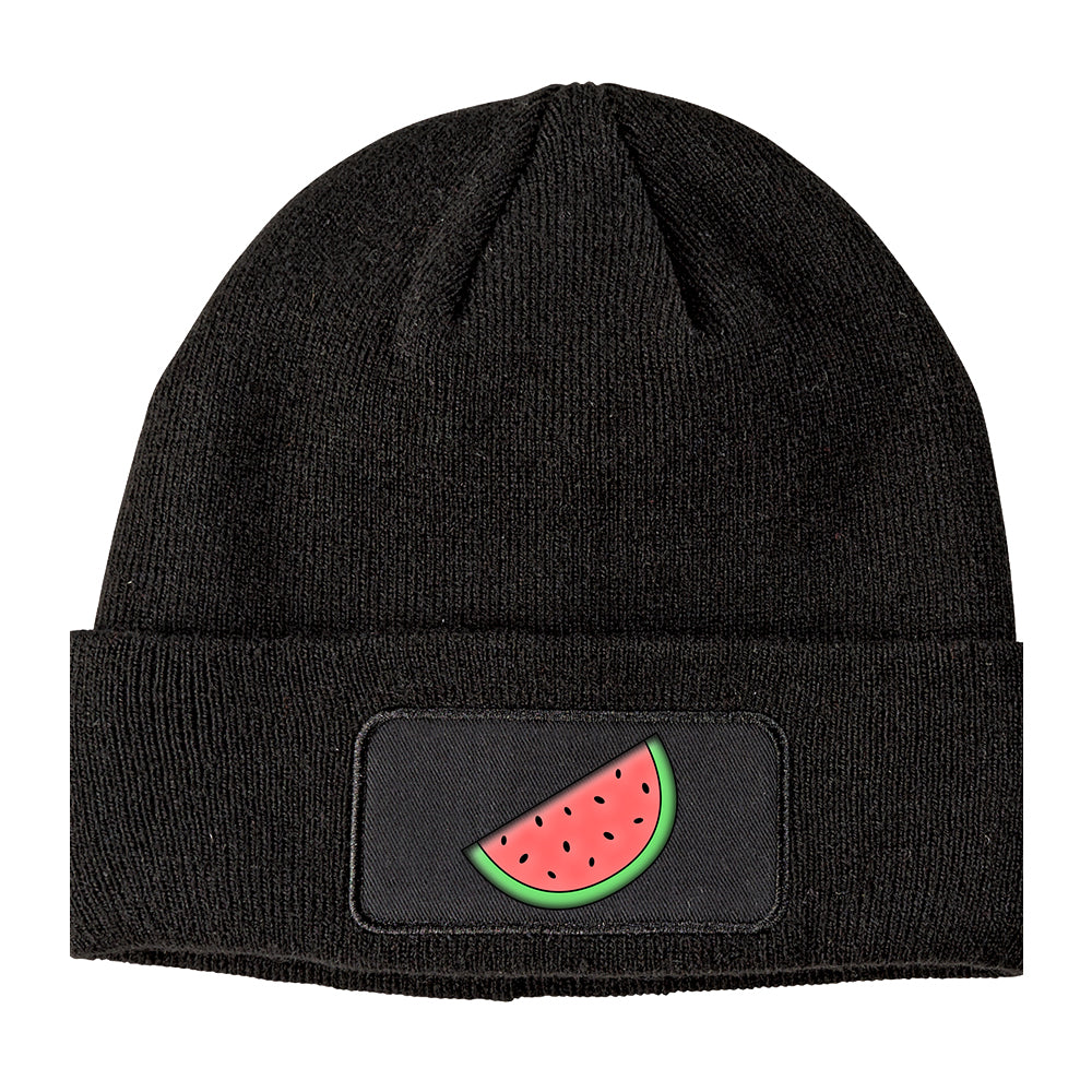 Watermelon Fruit BBQ Winter Knit Adult Beanie Hat Black