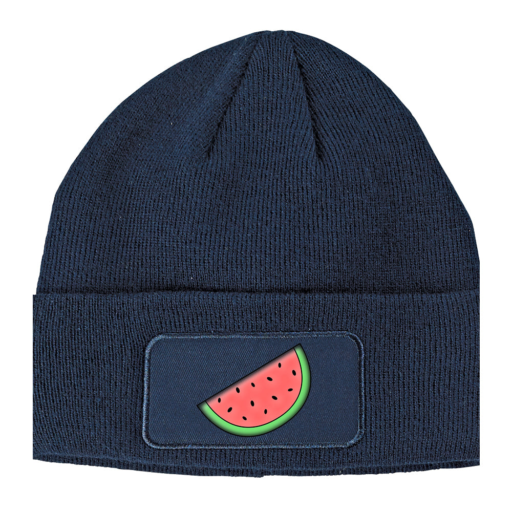 Watermelon Fruit BBQ Winter Knit Adult Beanie Hat Navy Blue