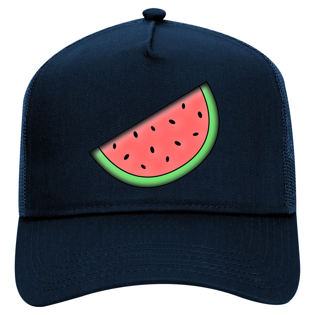 Watermelon Fruit BBQ Mens Mesh Trucker Hat Navy Blue