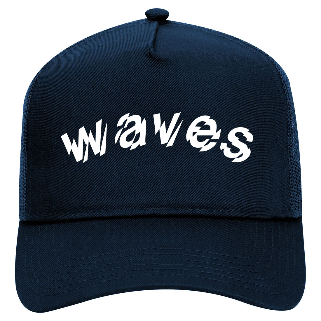Waves Pablo Music Mens Mesh Trucker Hat Navy Blue
