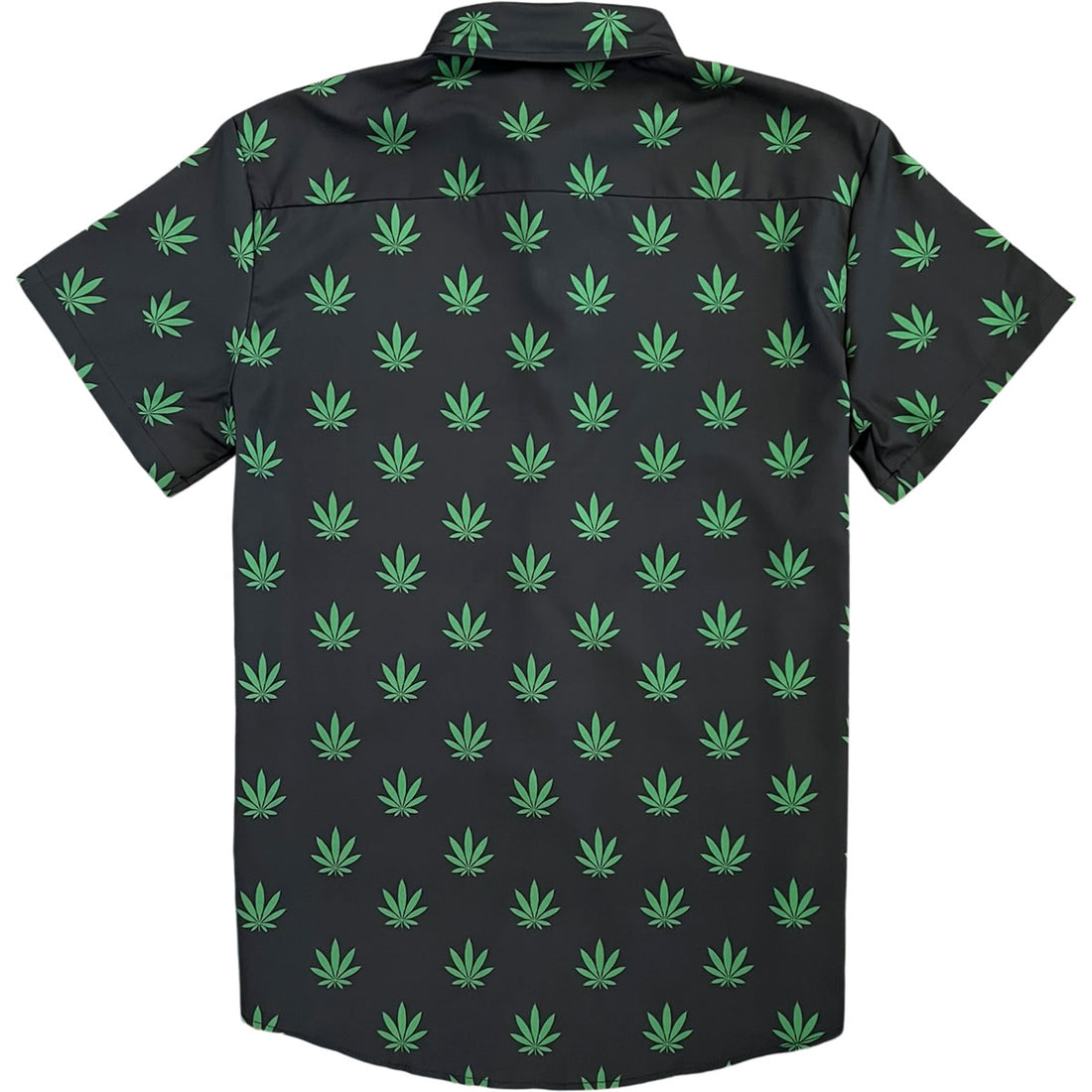 Weed Leaf Men’s Short Sleeve Button Down Shirt Back