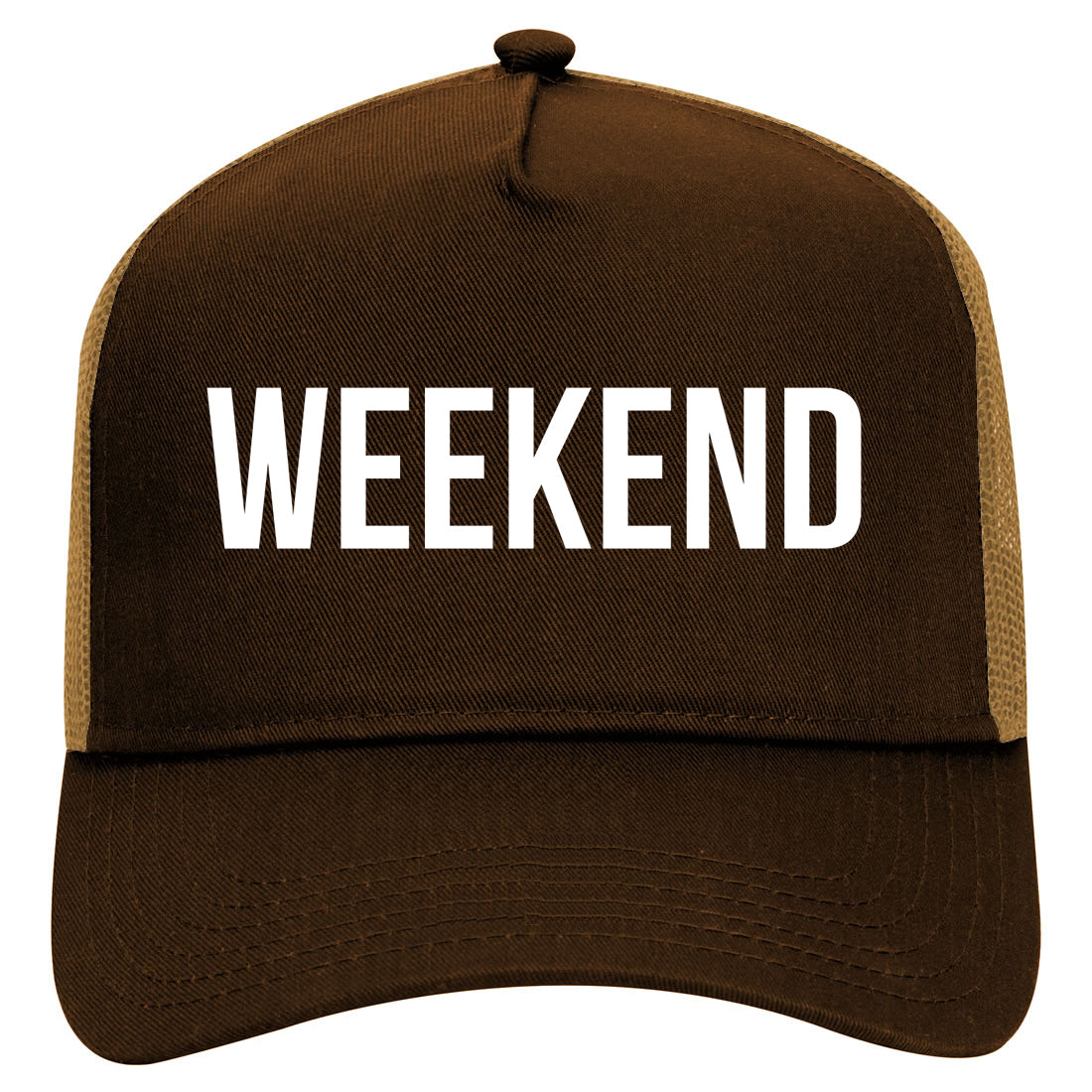 Weekend Vacation Getaway Mens Mesh Trucker Hat Brown