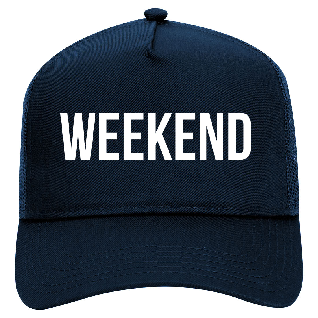 Weekend Vacation Getaway Mens Mesh Trucker Hat Navy Blue