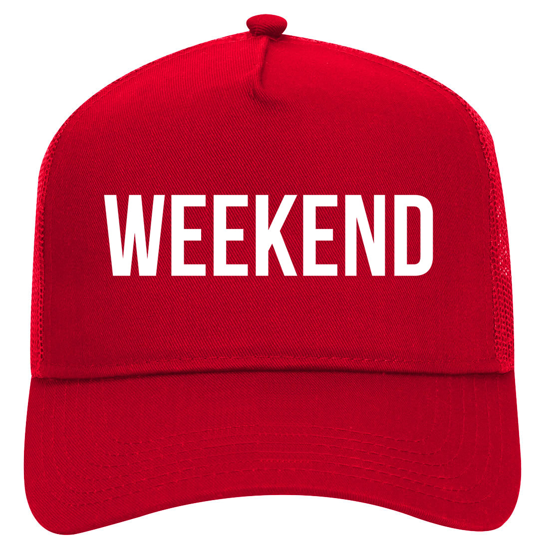 Weekend Vacation Getaway Mens Mesh Trucker Hat Red