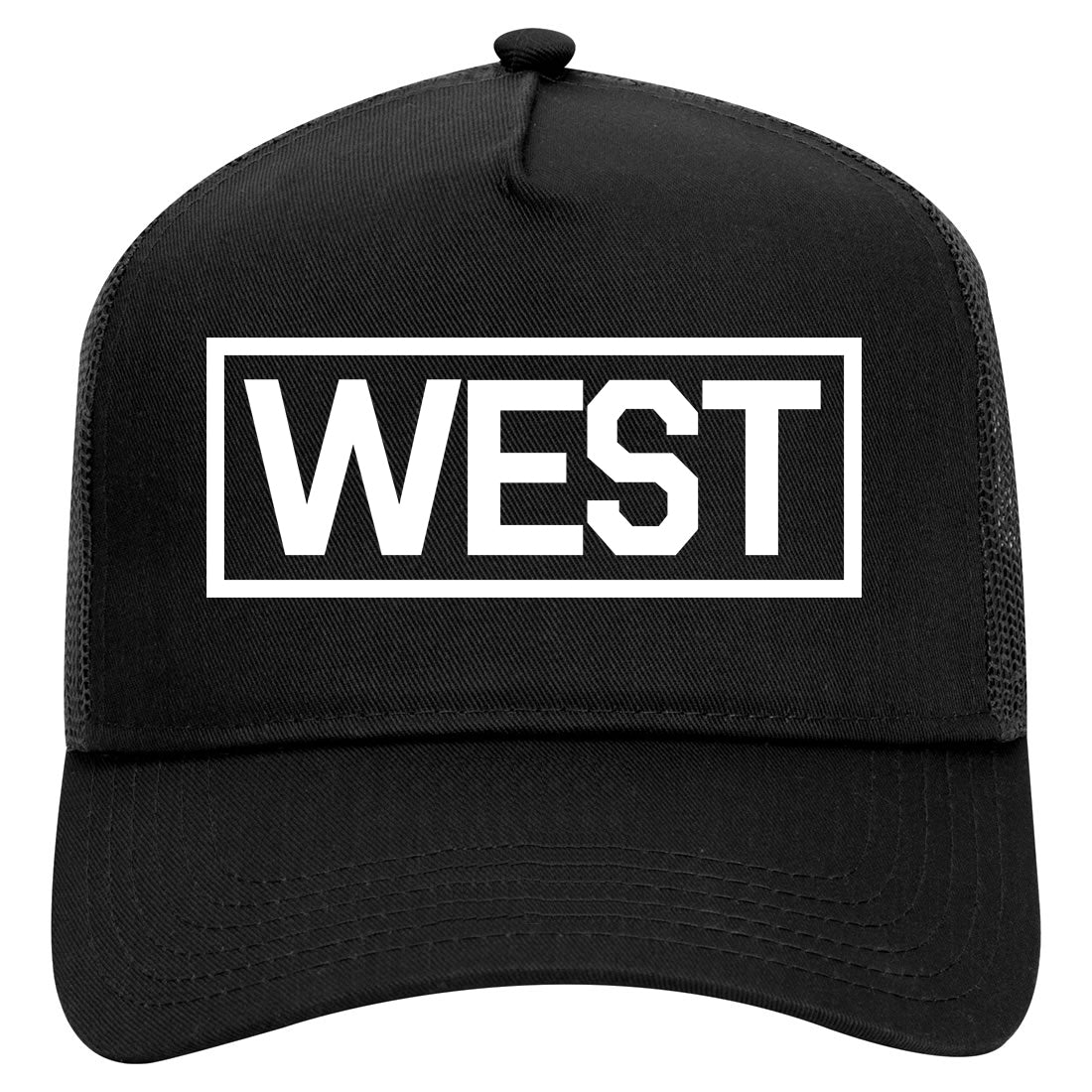West Box Logo Mens Mesh Trucker Hat Black