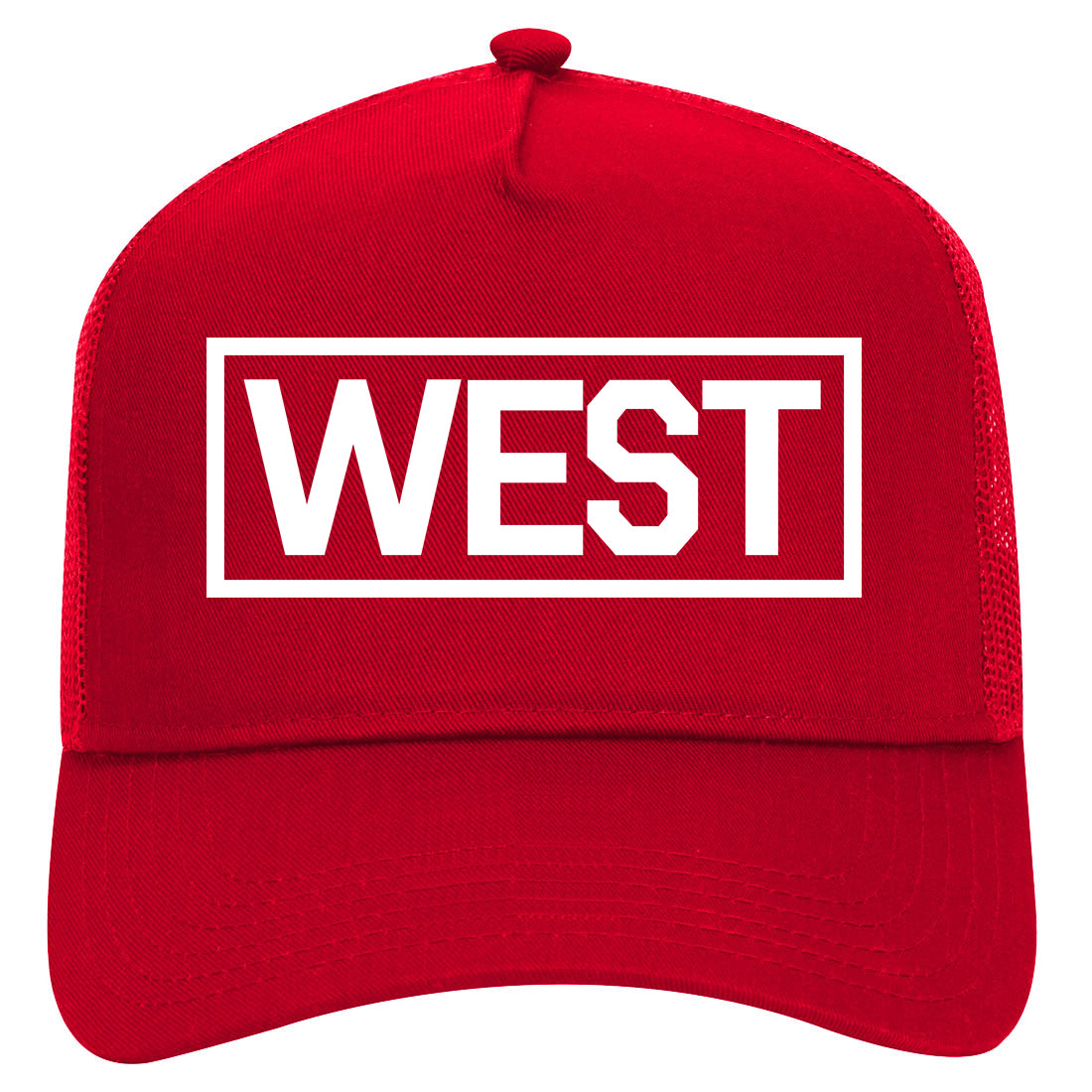 West Box Logo Mens Mesh Trucker Hat Red