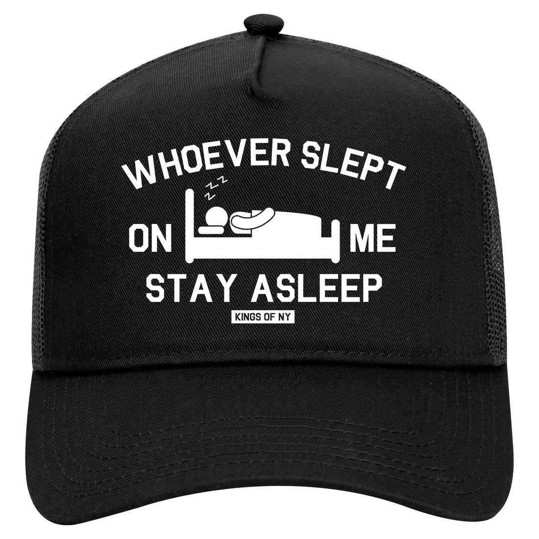 Whoever Slept On Me Stay Asleep Mens Mesh Trucker Hat Black