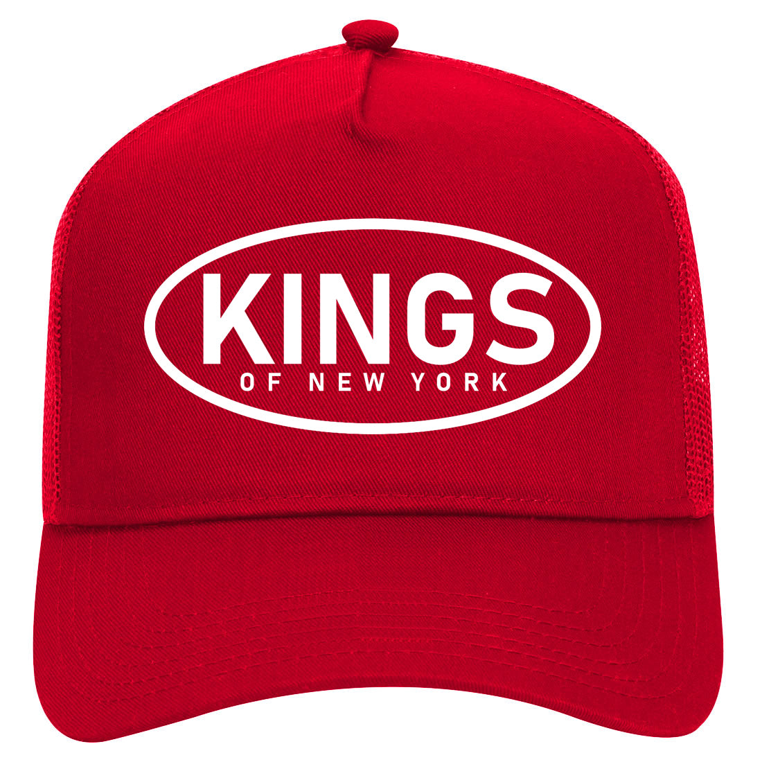 Wide Oval Logo Mens Mesh Trucker Hat Red