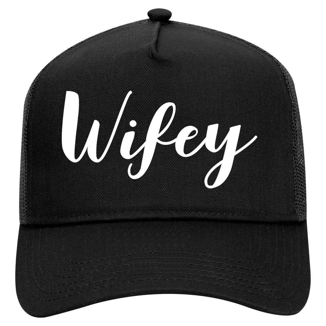 Wifey Script Mens Mesh Trucker Hat Black