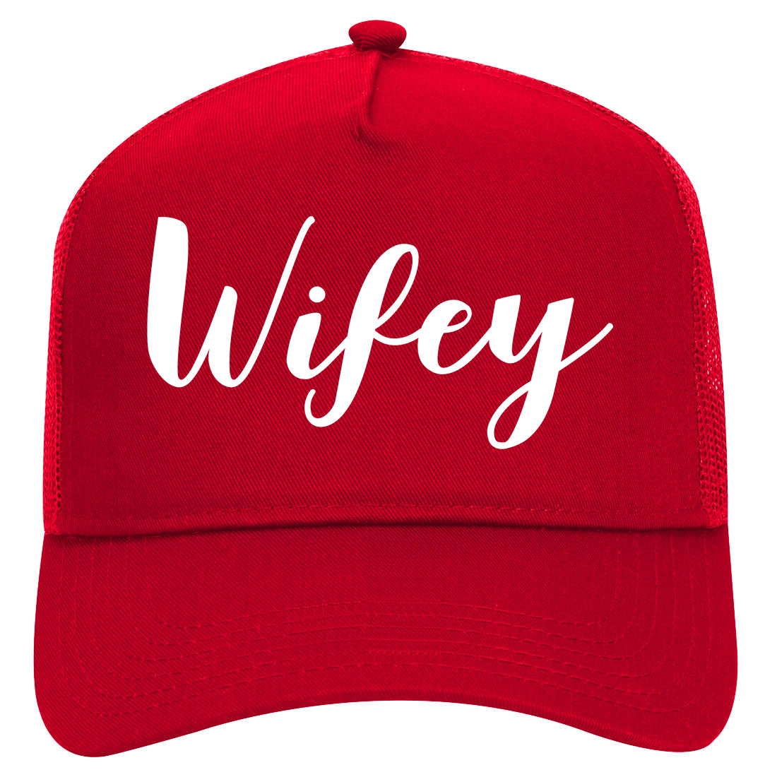 Wifey Script Mens Mesh Trucker Hat Red