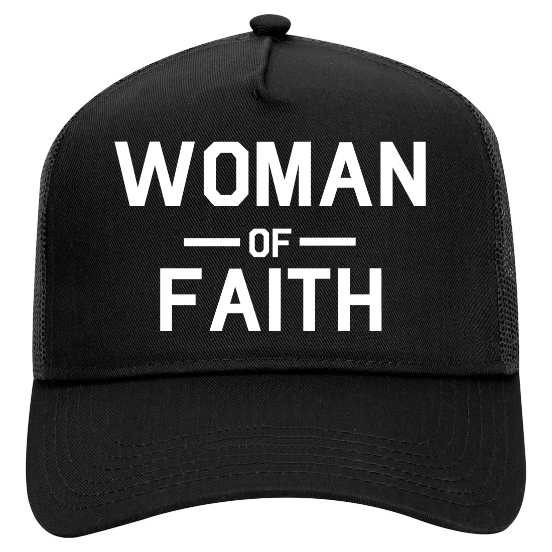 Woman Of Faith God Mens Mesh Trucker Hat Black