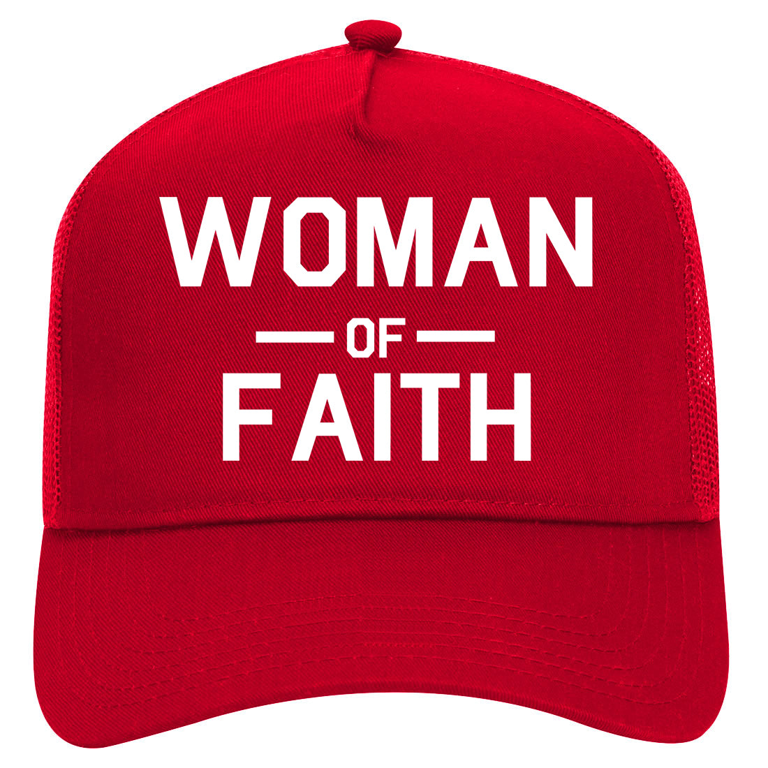 Woman Of Faith God Mens Mesh Trucker Hat Red