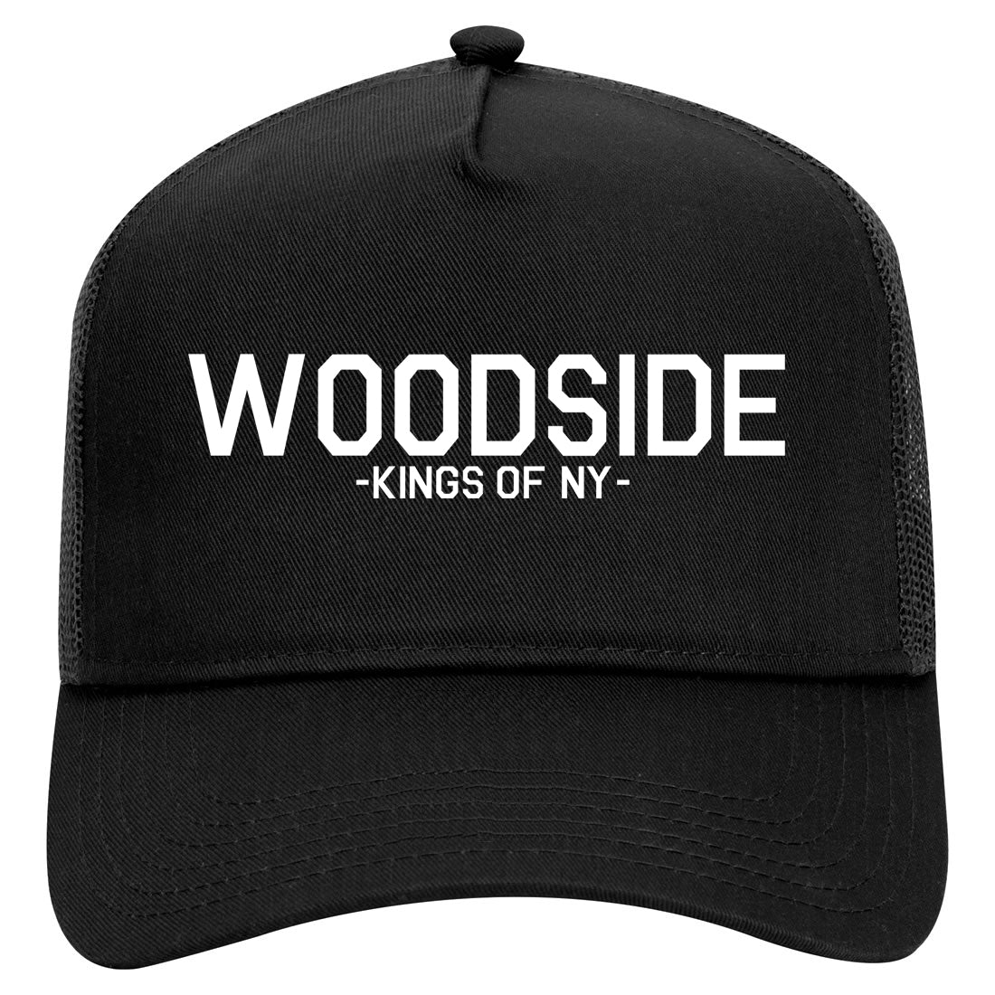 Woodside Queens New York Mens Mesh Trucker Hat Black